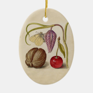 Butterfly Walnut Flower Cherry Waterverf Art Keramisch Ornament