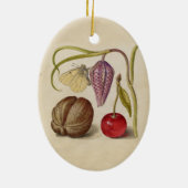 Butterfly Walnut Flower Cherry Waterverf Art Keramisch Ornament (Achterkant)