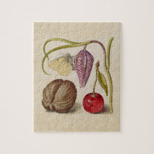 Butterfly Walnut Flower Cherry Waterverf Art Legpuzzel