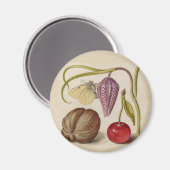 Butterfly Walnut Flower Cherry Waterverf Art Magneet (Voorkant / Achterkant)