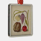 Butterfly Walnut Flower Cherry Waterverf Art Metalen Ornament (Rechts)