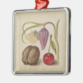 Butterfly Walnut Flower Cherry Waterverf Art Metalen Ornament (Links)