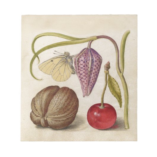 Butterfly Walnut Flower Cherry Waterverf Art Notitieblok (Voorkant)