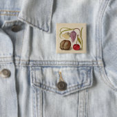 Butterfly Walnut Flower Cherry Waterverf Art Vierkante Button 5,1 Cm (In situ)