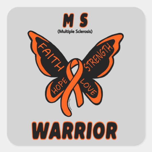 Butterfly/Warrior...MS Vierkante Sticker (Voorkant)
