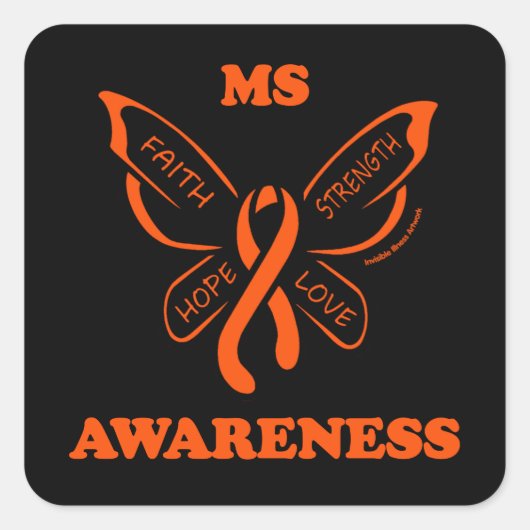 Butterfly/Warrior...MS Vierkante Sticker (Voorkant)