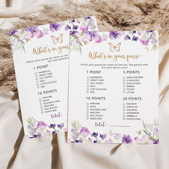 Butterfly Wat zit er in je paarse baby shower game (Creator heeft geüpload)