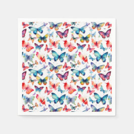 Butterfly Watercolor Colorful Summer Pattern Servet