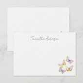 Butterfly Watercolor Personalized Flat Note Card Notitiekaartje (Voorkant / Achterkant)