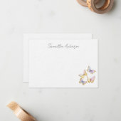 Butterfly Watercolor Personalized Flat Note Card Notitiekaartje (Voorkant / Achterkant in situ)