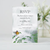 Butterfly & Waterfall Wedding RSVP Kaart (Staand voorkant)