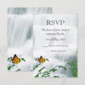Butterfly & Waterfall Wedding RSVP Kaart (Voorkant / Achterkant)