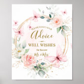 Butterfly Waterverf Advies & Wensen Trouwpost Poster (Voorkant)