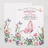 Butterfly Waterverf Afstuderen Kaart (Voorkant / Achterkant)