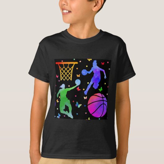 Butterfly Waterverf Basketbal T-shirt (Voorkant)