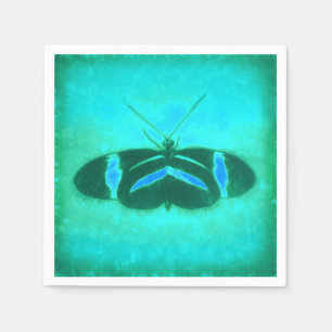 Butterfly  Waterverf Blauwgroen Groene Pop Art Servet
