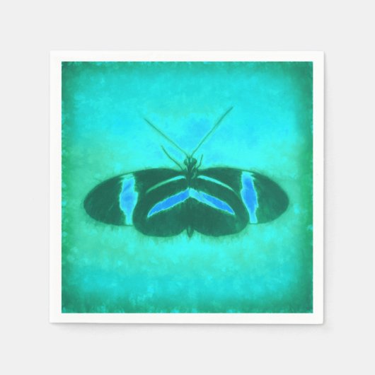 Butterfly  Waterverf Blauwgroen Groene Pop Art Servet (Voorkant)