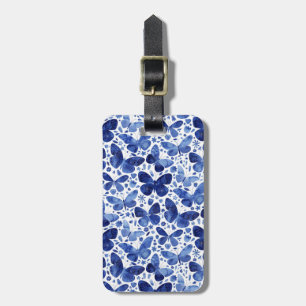 Butterfly Waterverf Blue, op maat gemaakt Bagagelabel
