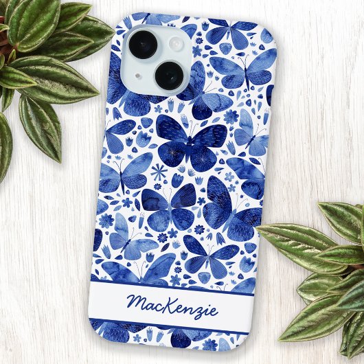 Butterfly Waterverf Blue, op maat gemaakt Case-Mate iPhone Case