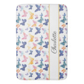 Butterfly Waterverf Kleurrijke Patroon Aangepaste  Badmat (Voorkant Verticaal)