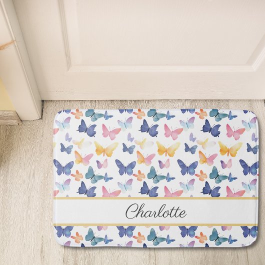 Butterfly Waterverf Kleurrijke Patroon Aangepaste  Badmat