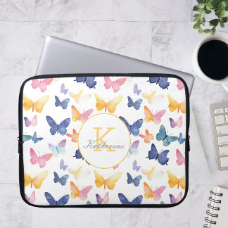 Butterfly Waterverf Kleurrijke Patroon Aangepaste Laptop Sleeve
