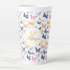 Butterfly Waterverf Kleurrijke Patroon Aangepaste  Latte Mok