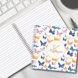 Butterfly Waterverf Kleurrijke Patroon Aangepaste Notitieboek