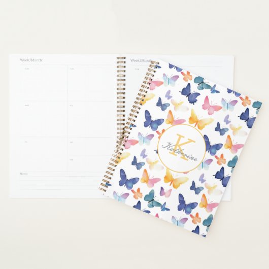 Butterfly Waterverf Kleurrijke Patroon Aangepaste  Planner (Display)