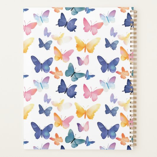Butterfly Waterverf Kleurrijke Patroon Aangepaste  Planner (Achterkant)