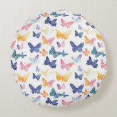 Butterfly Waterverf Kleurrijke Patroon Aangepaste  Rond Kussen (Achterkant)
