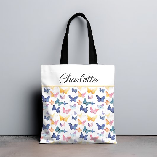 Butterfly Waterverf Kleurrijke Patroon Aangepaste  Tote Bag