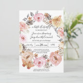 Butterfly Waterverf met roze Floral Baby Girl Kaart (Staand voorkant)