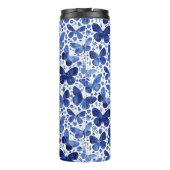 Butterfly Waterverf Navy Indigo Blue gepersonalise Thermosbeker (Achterkant)