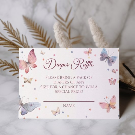 Butterfly Waterverf Pastel Luier Raffle Informatiekaartje