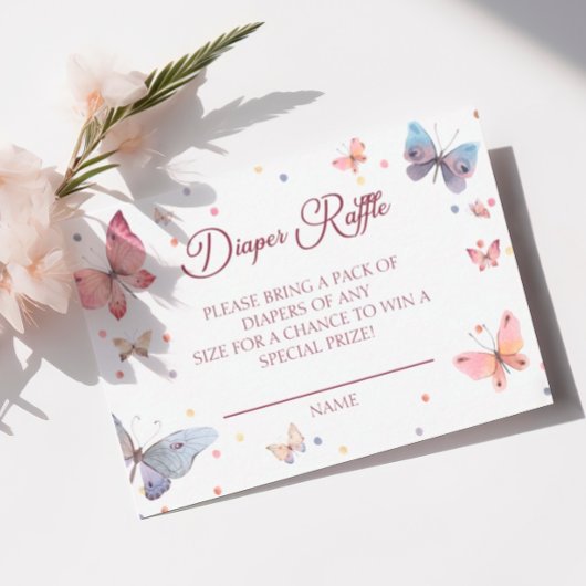 Butterfly Waterverf Pastel Luier Raffle Informatiekaartje