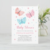 Butterfly Waterverf Roze Aqua Baby shower Kaart (Staand voorkant)
