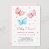 Butterfly Waterverf Roze Aqua Baby shower Kaart (Voorkant / Achterkant)