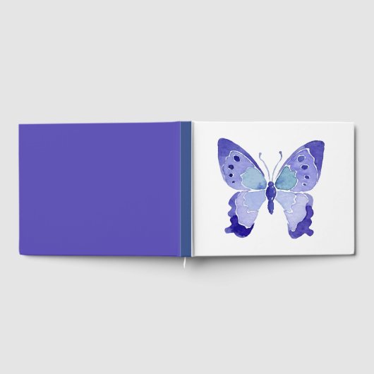 Butterfly Waterverf Vlinders Navy Blue Wedding Gastenboek (Volledig)
