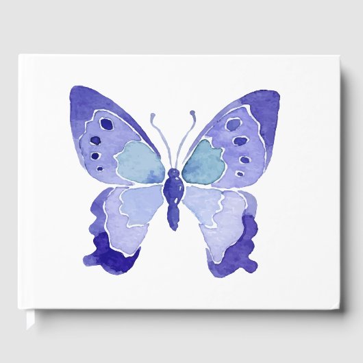 Butterfly Waterverf Vlinders Navy Blue Wedding Gastenboek (Voorkant)