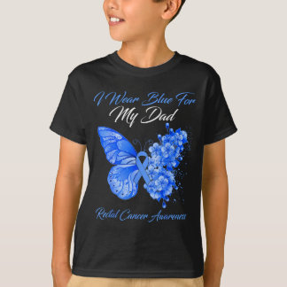 Butterfly wear blue for dad rectal cancer t-shirt