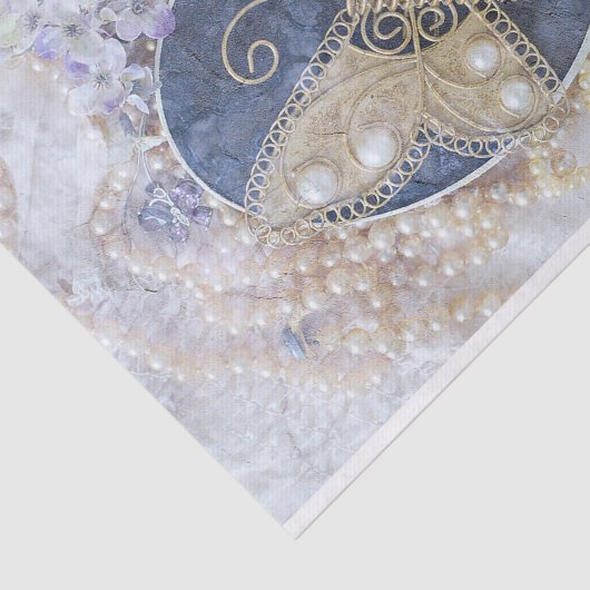 Butterfly Wedding Bruids Wit Goud Decoupage Tissuepapier (Detail)