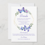 Butterfly Wedding Details Vlinders Blauw Bloemen Kaart (Voorkant)