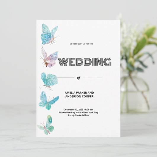 Butterfly Wedding Kaart (Staand voorkant)