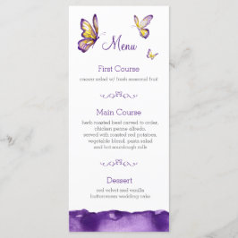 Butterfly Wedding Menu Kaarten | Paarse Waterverf