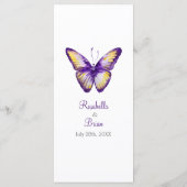 Butterfly Wedding Menu Kaarten | Paarse Waterverf (Achterkant)