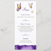 Butterfly Wedding Menu Kaarten | Paarse Waterverf (Voorkant)