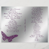 Butterfly Wedding Program Flyer Silver Paarse Spar (Achterkant)