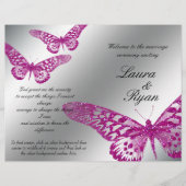 Butterfly Wedding Program Silver Pink Glitter (Voorkant)