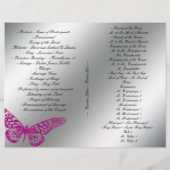Butterfly Wedding Program Silver Pink Glitter (Achterkant)